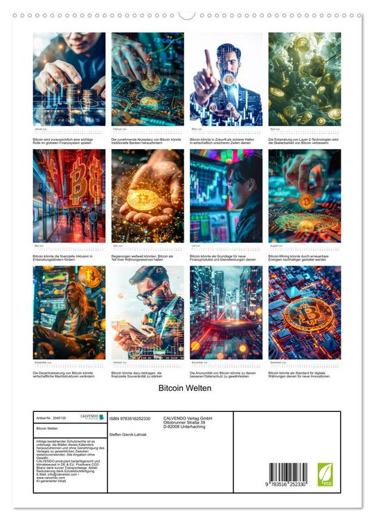 Produktbild: Bitcoin Welten (hochwertiger Premium Wandkalender 2026 DIN A2 hoch), Kunstdruck in Hochglanz