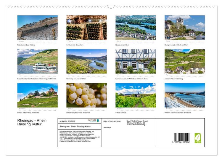 Produktbild: Rheingau - Rhein Riesling Kultur (hochwertiger Premium Wandkalender 2026 DIN A2 quer), Kunstdruck in Hochglanz