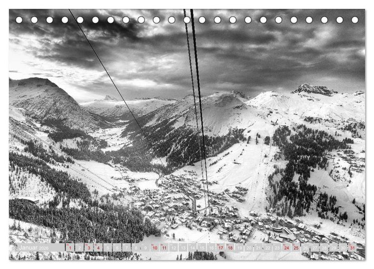 Produktbild: Arlberg black and white (Tischkalender 2026 DIN A5 quer), CALVENDO Monatskalender