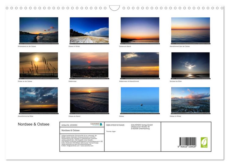 Produktbild: Nordsee & Ostsee (Wandkalender 2026 DIN A3 quer), CALVENDO Monatskalender