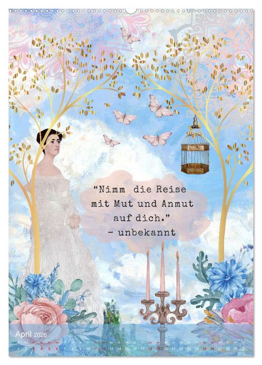 Produktbild: Vintage Vibes &ndash; Frauen, Kunst und Worte (Wandkalender 2026 DIN A2 hoch), CALVENDO Monatskalender
