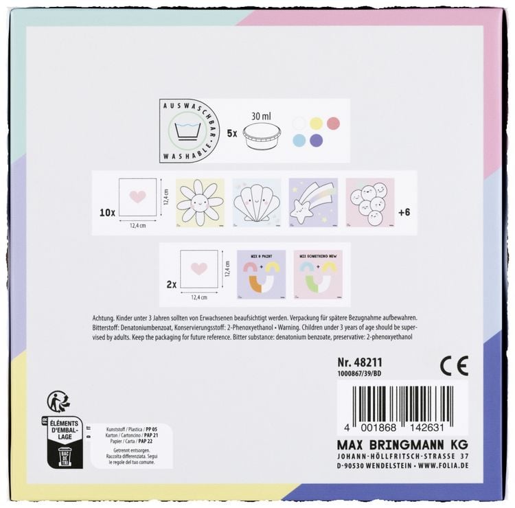 Produktbild: FOLIA Bastelartikel Fingerfarben Set SWEET RAINBOW
