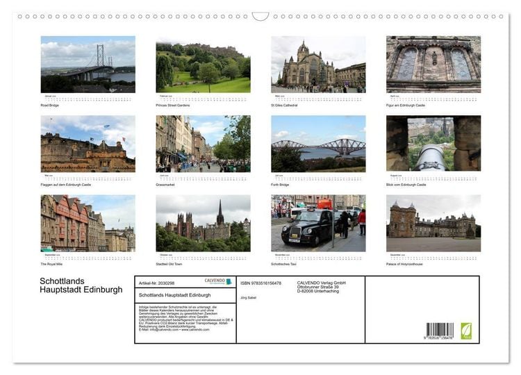 Produktbild: Schottlands Hauptstadt Edinburgh (Wandkalender 2026 DIN A2 quer), CALVENDO Monatskalender