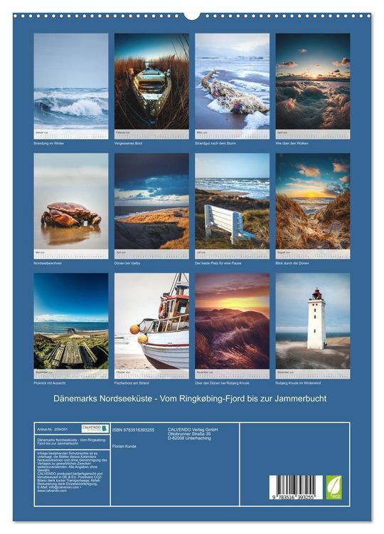Produktbild: D&auml;nemarks Nordseek&uuml;ste - Vom Ringk&oslash;bing-Fjord bis zur Jammerbucht (hochwertiger Premium Wandkalender 2026 DIN A2 hoch), Kunstdruck in Hochglanz