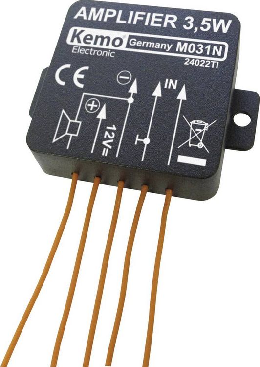Produktbild: Kemo M031N Mono-Verst&auml;rker Baustein 5 V/DC, 6 V/DC, 9 V/DC, 12 V/DC 3.5W
