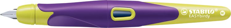 Produktbild: STABILO Ergonomischer Schulf&uuml;ller f&uuml;r Rechtsh&auml;nder mit Anf&auml;nger-Feder A -   EASYbirdy in violett/gelb - Einzelstift - inklusive Patrone