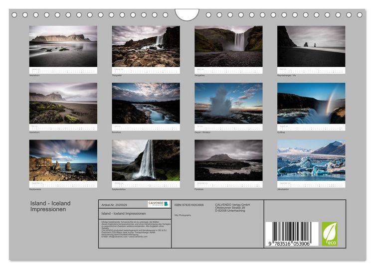 Produktbild: Island - Iceland Impressionen (Wandkalender 2026 DIN A4 quer), CALVENDO Monatskalender