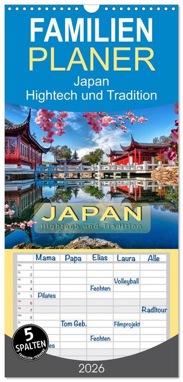 Produktbild: Familienplaner 2026 - Japan - Hightech und Tradition mit 5 Spalten (Wandkalender, 21 x 45 cm) CALVENDO