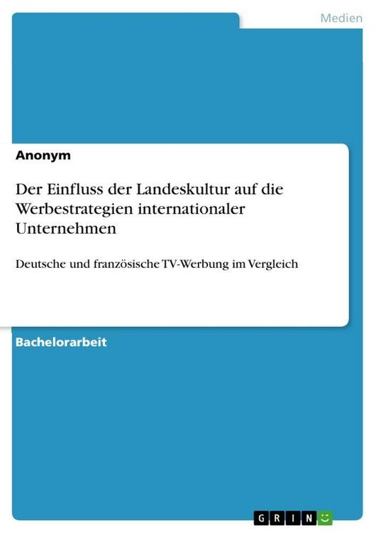 Produktbild: Der Einfluss der Landeskultur auf die Werbestrategien internationaler Unternehmen