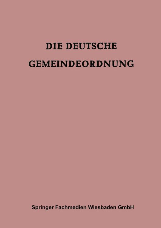 Produktbild: Die Deutsche Gemeindeordnung