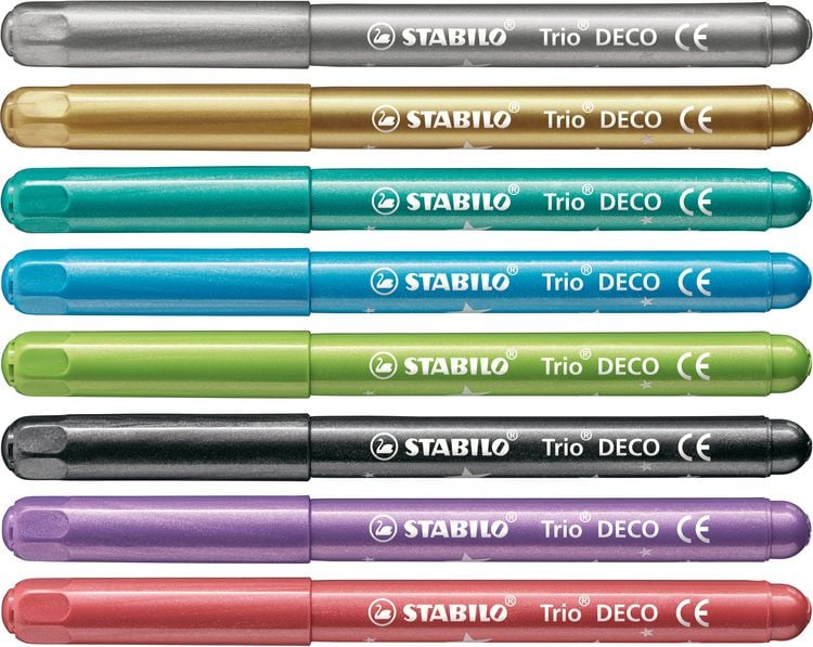 Produktbild: STABILO Metallic-Filzstift mit robuster XL-Spitze -   Trio DECO - 8er Pack - mit 8 verschiedenen Farben