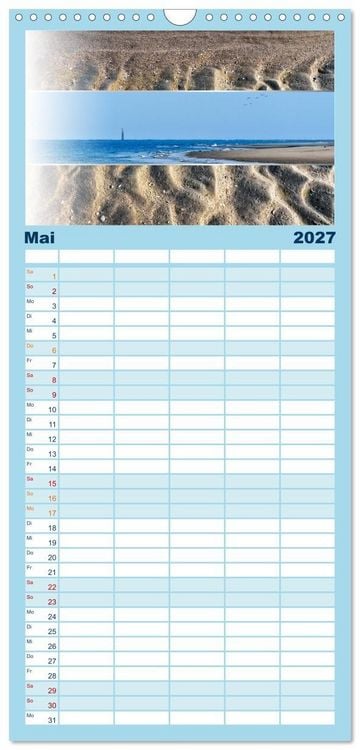 Produktbild: Familienplaner 2027 - K&uuml;stenstreifen an der Nordsee mit 5 Spalten (Wandkalender, 21 x 45 cm) CALVENDO