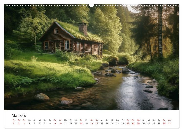 Produktbild: H&uuml;ttenzauber - Ein visueller Streifzug durch Norwegens Wildnis (hochwertiger Premium Wandkalender 2026 DIN A2 quer), Kunstdruck in Hochglanz