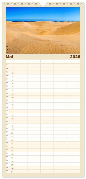 Produktbild: Familienplaner 2026 - Gran Canaria &ndash; Natur trifft Geschichte mit 5 Spalten (Wandkalender, 21 x 45 cm) CALVENDO