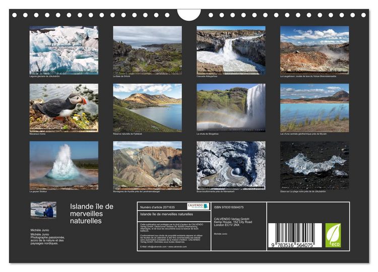 Produktbild: Islande &icirc;le de merveilles naturelles (Calendrier mural 2026 DIN A4 vertical), CALVENDO calendrier mensuel