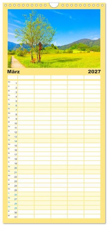 Produktbild: Familienplaner 2027 - Bayern - Idylle zwischen Allg&auml;u und Bayerischen Alpen mit 5 Spalten (Wandkalender, 21 x 45 cm) CALVENDO