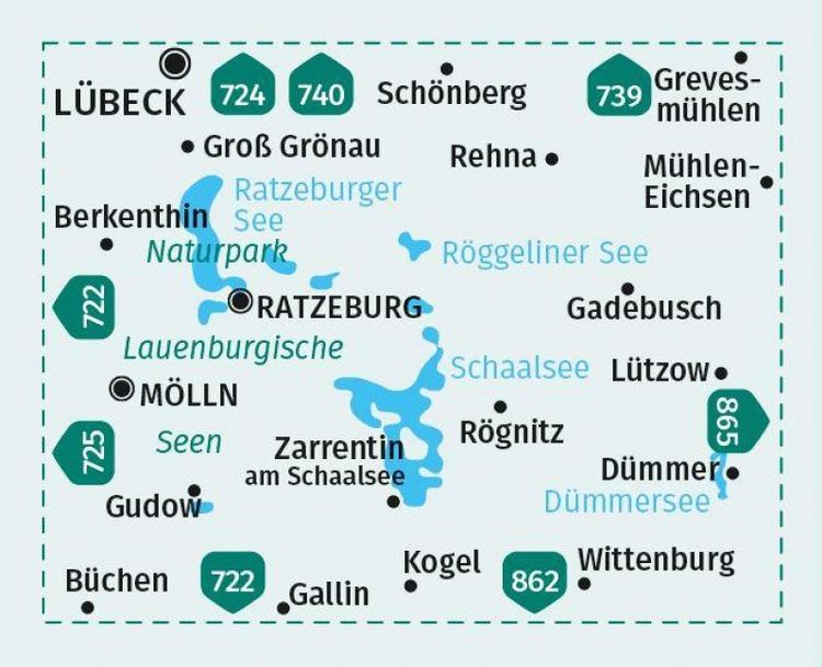 Produktbild: KOMPASS Wanderkarte 721 Lauenburgische Seen, Ratzeburg, M&ouml;lln, Schaalsee 1:50.000