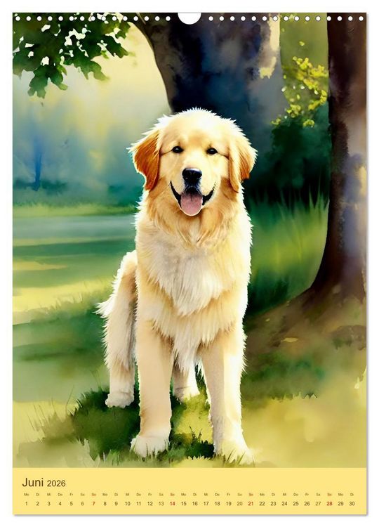 Produktbild: Golden Retriever. Kunstvolle Portr&auml;ts des beliebten Hundes (Wandkalender 2026 DIN A3 hoch), CALVENDO Monatskalender