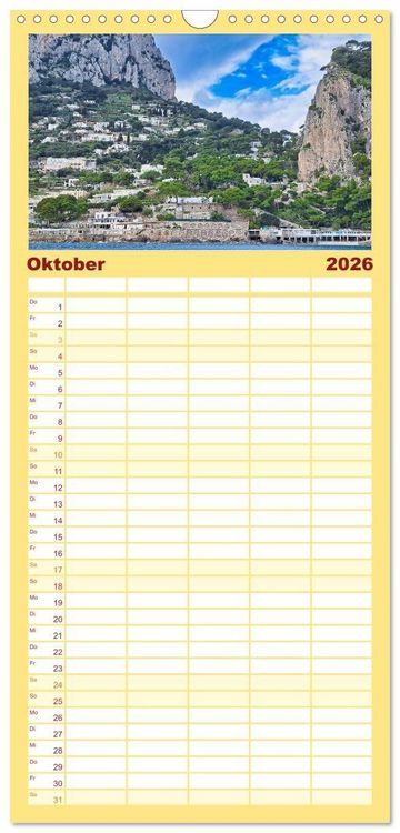 Produktbild: Familienplaner 2026 - Faszinierendes Capri mit 5 Spalten (Wandkalender, 21 x 45 cm) CALVENDO