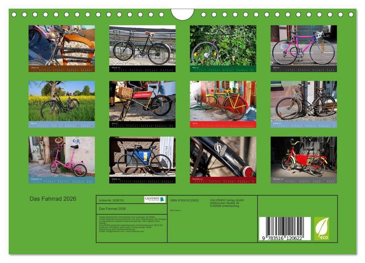Produktbild: Das Fahrrad 2026 (Wandkalender 2026 DIN A4 quer), CALVENDO Monatskalender