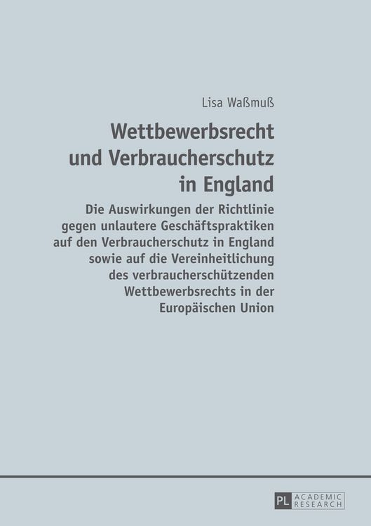 Produktbild: Wettbewerbsrecht und Verbraucherschutz in England