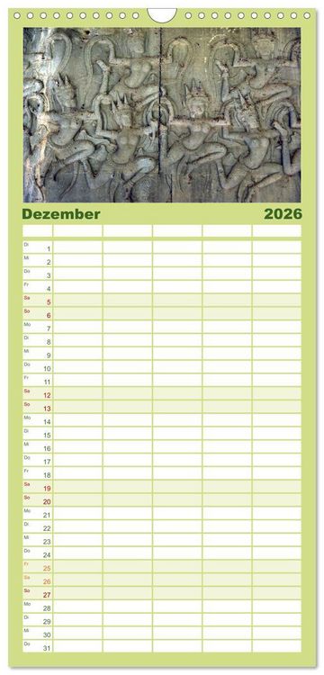Produktbild: Familienplaner 2026 - Kambodscha &bull; Angkor Wat mit 5 Spalten (Wandkalender, 21 x 45 cm) CALVENDO