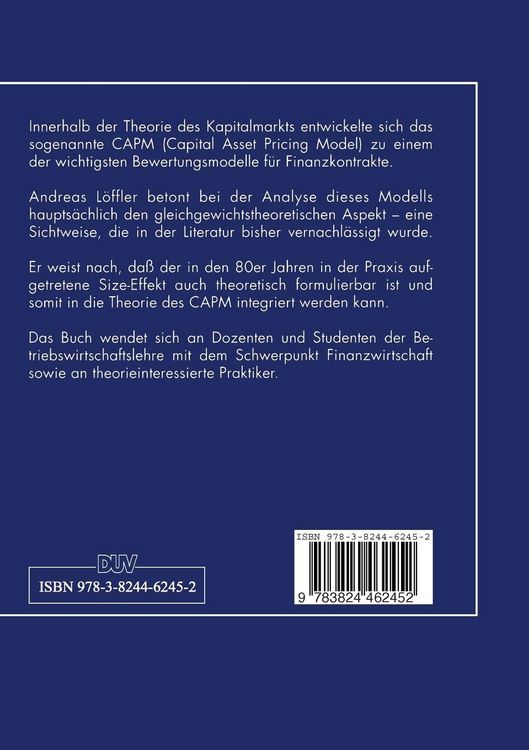 Produktbild: Capital Asset Pricing Model mit Konsumtion