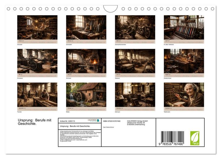 Produktbild: Ursprung: Berufe mit Geschichte. (Wandkalender 2027 DIN A4 quer), CALVENDO Monatskalender