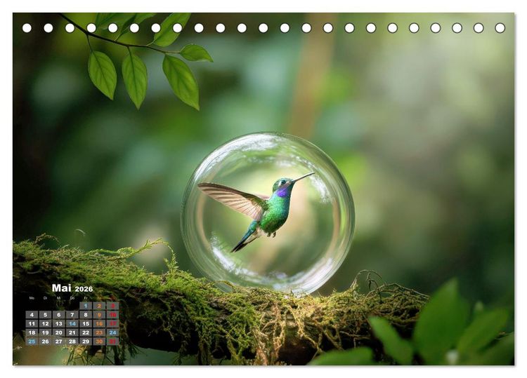 Produktbild: Kolibri in der Glaskugel (Tischkalender 2026 DIN A5 quer), CALVENDO Monatskalender