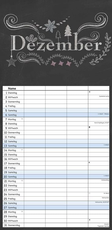 Produktbild: Tafel Timer Familienplaner 2026 - Familienkalender 22x45 cm - 4 Spalten - Kalender mit Ferienterminen und vielen Zusatzinformationen - Wandkalender