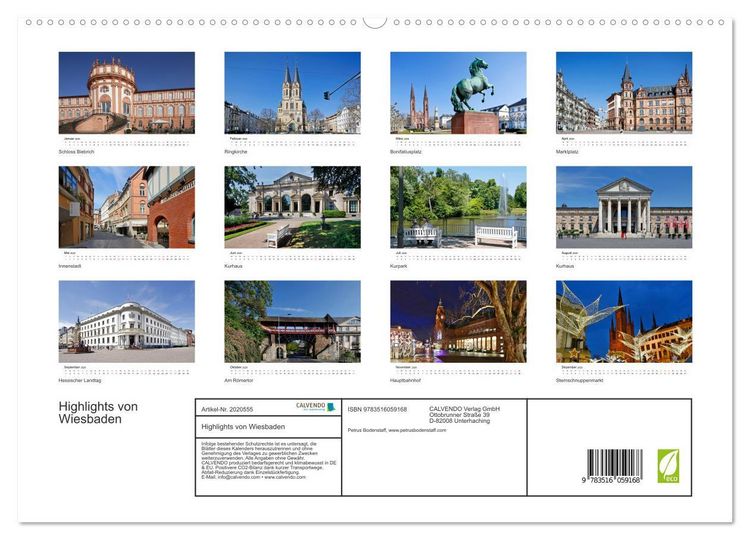 Produktbild: Highlights von Wiesbaden (hochwertiger Premium Wandkalender 2026 DIN A2 quer), Kunstdruck in Hochglanz
