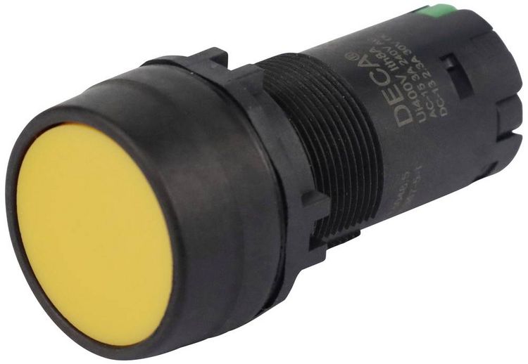 Produktbild: DECA CP2B-M1E10Y Druckschalter 400V 8A Gelb tastend (L x B x H) 29.9 x 20.5 x 55.5mm 1St.