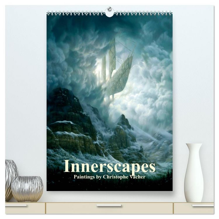 Produktbild: INNERSCAPES Fantasy Paintings by Christophe Vacher (High Quality Premium Wall Calendar 2026 DIN A2 portrait),CALVENDO 12 Month Wall Calendar