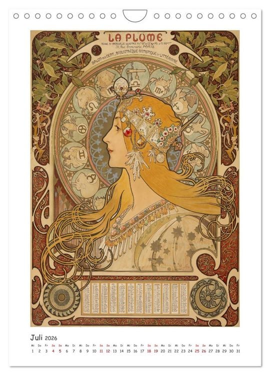 Produktbild: Alfons Mucha - Eine Hommage in zw&ouml;lf Monaten (Wandkalender 2026 DIN A4 hoch), CALVENDO Monatskalender
