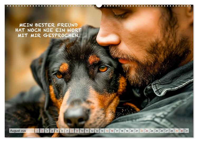 Produktbild: Hunde und ber&uuml;hrende Spr&uuml;che (Wandkalender 2026 DIN A2 quer), CALVENDO Monatskalender