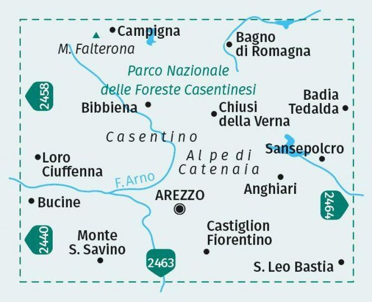 Produktbild: KOMPASS Wanderkarte 2459 Arezzo, Casentino, Parco Nazionale delle Foreste Casentinesi, Monte Falterona, Campigna 1:50.000