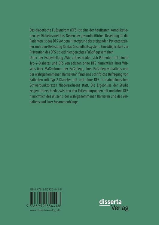 Produktbild: Fu&szlig;pflege von Patienten mit Diabetes mellitus Typ 2 und dem diabetischen Fu&szlig;syndrom: Eine Querschnittstudie zur Wissens-Verhaltens-L&uuml;cke und zur Rolle von Barrieren