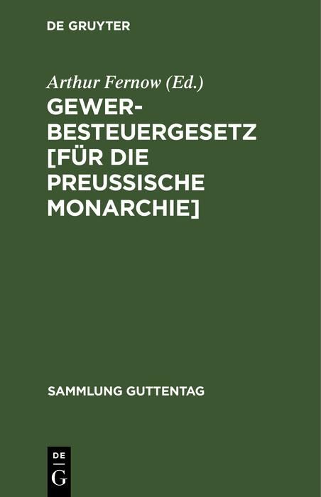 Produktbild: Gewerbesteuergesetz [f&uuml;r die Preussische Monarchie]