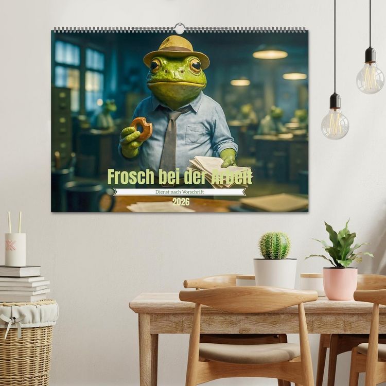 Produktbild: Frosch bei der Arbeit- Dienst nach Vorschrift (Wandkalender 2026 DIN A2 quer), CALVENDO Monatskalender