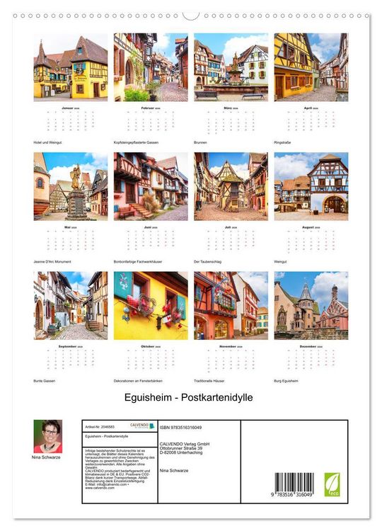 Produktbild: Eguisheim - Postkartenidylle (hochwertiger Premium Wandkalender 2026 DIN A2 hoch), Kunstdruck in Hochglanz