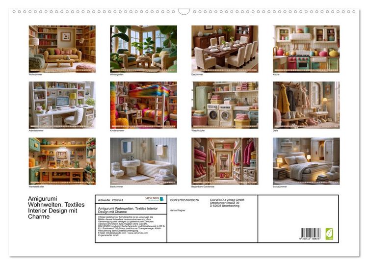 Produktbild: Amigurumi Wohnwelten. Textiles Interior Design mit Charme (Wandkalender 2027 DIN A2 quer), CALVENDO Monatskalender