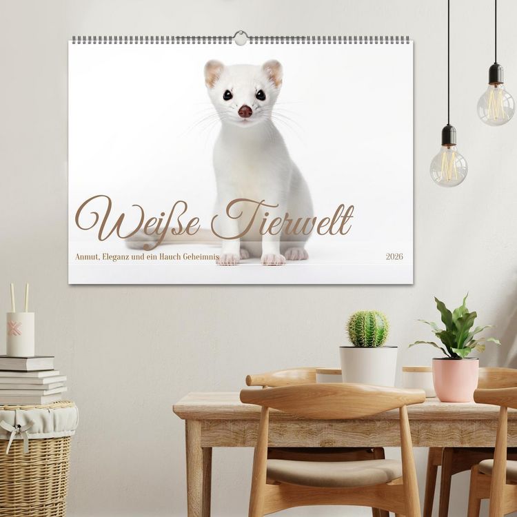 Produktbild: Wei&szlig;e Tierwelt (Wandkalender 2026 DIN A2 quer), CALVENDO Monatskalender