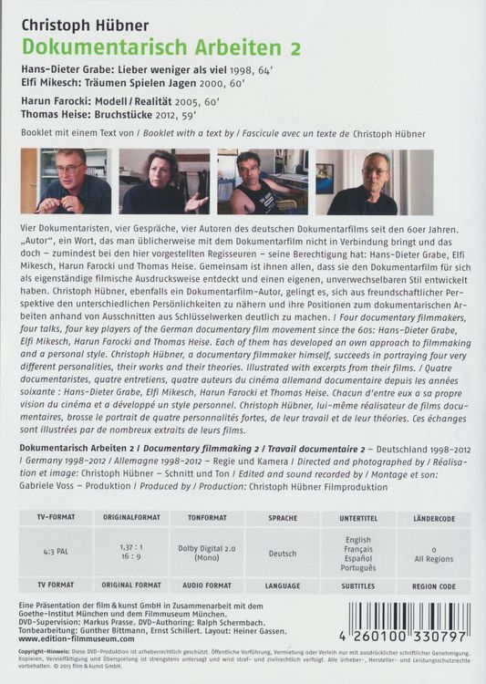 Produktbild: Dokumentarisch Arbeiten 2 - Grabe/Mikesch/Farocki/Heise - Edition Filmmuseum [2 DVDs]