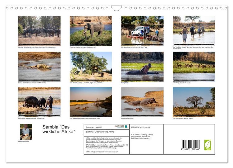 Produktbild: Sambia "Das wirkliche Afrika" (Wandkalender 2026 DIN A3 quer), CALVENDO Monatskalender