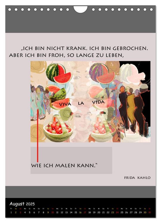 Produktbild: Frida Kahlo - Zitate im Dialog (Wandkalender 2025 DIN A4 hoch), CALVENDO Monatskalender