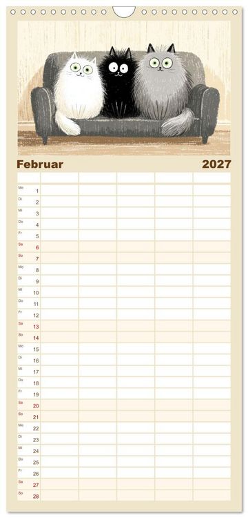 Produktbild: Familienplaner 2027 - Gute Laune Katzen mit 5 Spalten (Wandkalender, 21 x 45 cm) CALVENDO