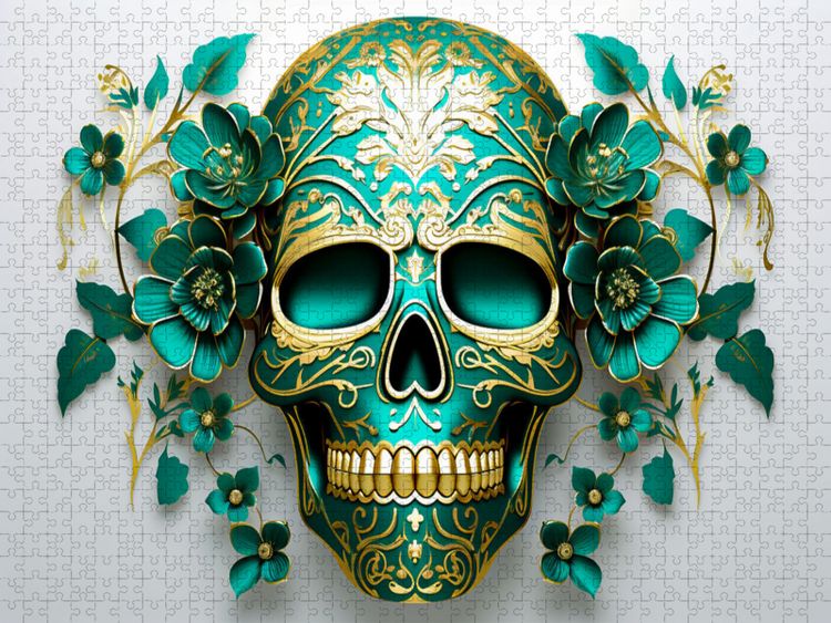 Produktbild: CALVENDO Puzzle Green Skull | 2000 Teile Lege-Gr&ouml;&szlig;e 90x67cm Foto-Puzzle f&uuml;r gl&uuml;ckliche Stunden