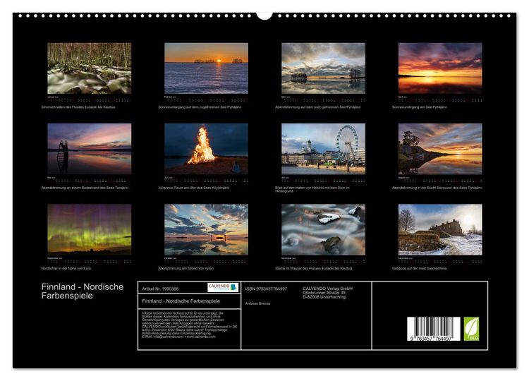 Produktbild: Finnland - Nordische Farbenspiele (hochwertiger Premium Wandkalender 2026 DIN A2 quer), Kunstdruck in Hochglanz
