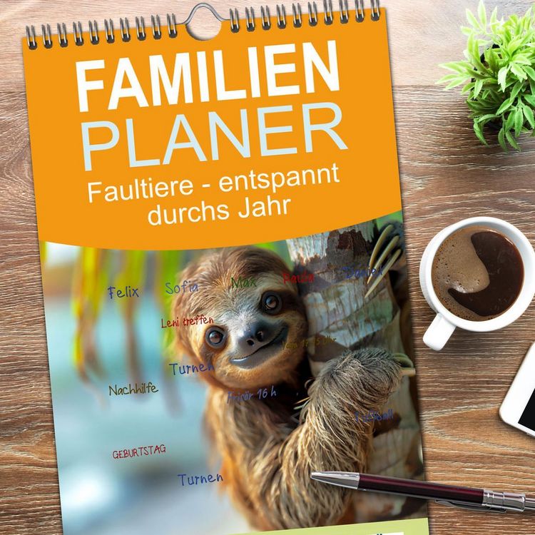 Produktbild: Familienplaner 2026 - Faultiere - entspannt durchs Jahr mit 5 Spalten (Wandkalender, 21 x 45 cm) CALVENDO