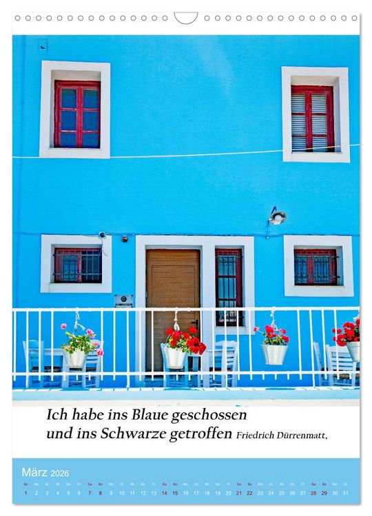 Produktbild: Die Farben blau (Wandkalender 2026 DIN A3 hoch), CALVENDO Monatskalender